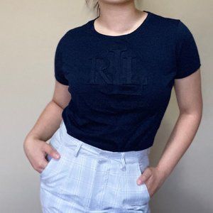 Ralph Lauren Navy Logo embroidered tee